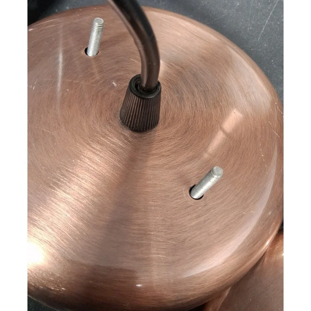 Pair of Copper and Glass Cone Pendant Lights‎ Made in Italy 